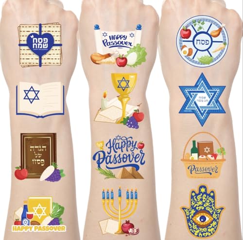 Passover Temporary Tattoos - 200+ Pieces, 8 Sheets
