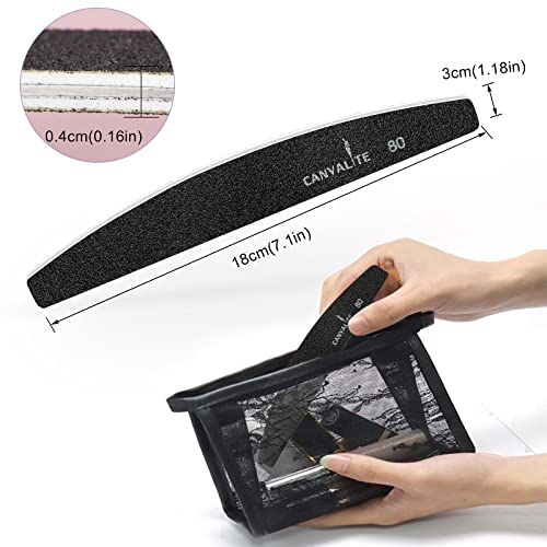 Canvalite 40 PCS Nail File Reusable Peel and Stick Nail Files Replaceable Emery Boards Nail File for Acrylic Nails Professional 80 Grit Fingernail Files for DIY Salon Use