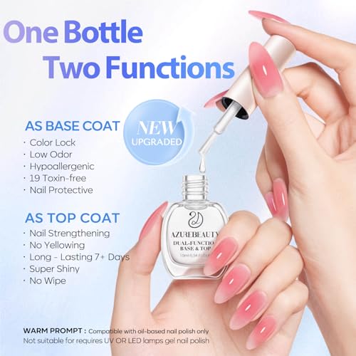 AZUREBEAUTY 2-in-1 Base & Top Coat Nail Polish - Quick-Dry, High-Gloss Shine, Gentle Formula