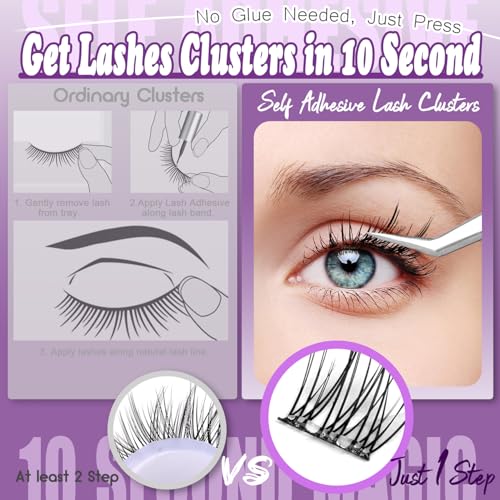 Self-Adhesive Eyelash Clusters Wispy 12-14MM No Glue