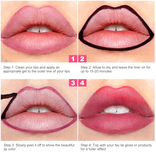 Lip Stain Peel Off - Long Wear Tattoo Lip Liner, Waterproof & Transfer-proof Peel Off Lip Stain with Matte Finish, Lip Tint For All Skin Types (Red, 1 Count(Pack of 1))