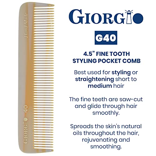 Giorgio Beard Combs Set - Handmade Ivory Beard Combs Kit for Facial Grooming - Includes Fine and Wide Tooth Pocket Dresser Comb + Fine Tooth Straightening and Mini Mustache Comb