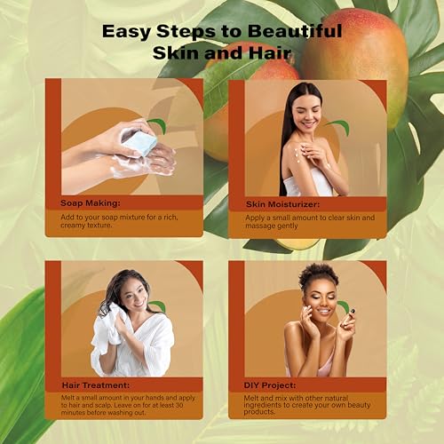 Plant Guru Raw Mango Butter 5 lbs. Bulk 100% Pure Natural Unrefined - Great for Skin, and Hair Growth. DIY Soap Making, Body Butters, Lotions and Creams.