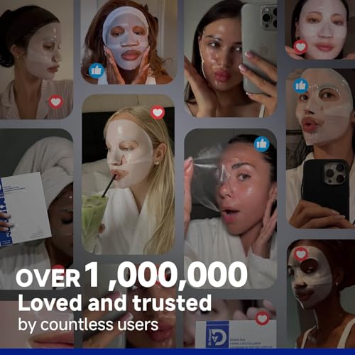 Deep Hydrating Overnight Collagen Hydrogel Mask, Bio-Collagen Facial Mask for Pore-Refining Appearance & Skin Suppleness, Face Sheet Mask with Ferment Extract, Vitamin E & Peptides, 37gx5ea
