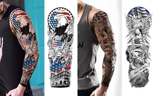 Independence Day Temporary Tattoos - Patriotic USA Flag Sleeve