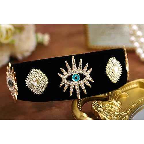 Black Baroque Wide Headbands Rhinestone Evil Eyes Hairbands Vintage Crystal Hair Band Party Prom Headpieces for Women