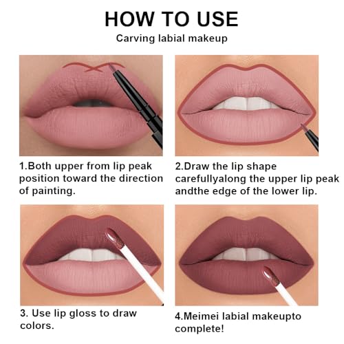 evpct 3-Piece Dark Red & Neutral Mauve & Red-Brown Lip Liner & Matte Liquid Lipstick Set (Pack of 1) – Longwear, Waterproof