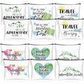 12 Pcs Travel Bag Adventure Awaits Makeup Bag Gifts World Map Cosmetic Case Traveler Gifts for Women Travel Theme Party Favors Mountains Pouch for Lover Friendship Birthday Accessories
