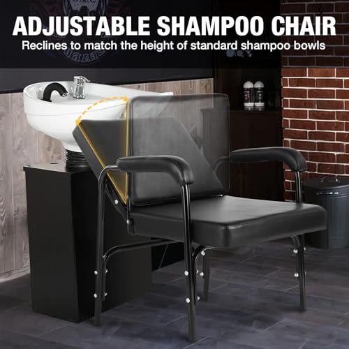 Adjustable Recline Shampoo Chair with Memory Foam - Black