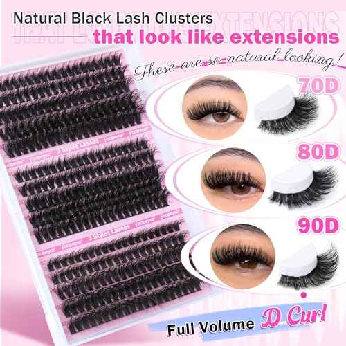 Volume Lash Extension Mink Thick Cluster Eyelash Extensions 10-18mm Lash Clusters Individual Lash Extensions DIY Clusters Lashes Extension at Home by Focipeysa (300pcs-70P+80P+90P 10-18mm)