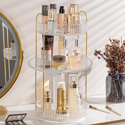 360 Rotating Makeup Organizer 3-Tier Clear
