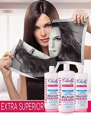 Chelly Superior Infused with Chocolate Brazilian Keratin Treatment 946ml (32 fl oz) | Progressive Brush | Straightening & Smoothing System | Hair Straightening Therapy | 100% Straight Hair | Frizzy Free