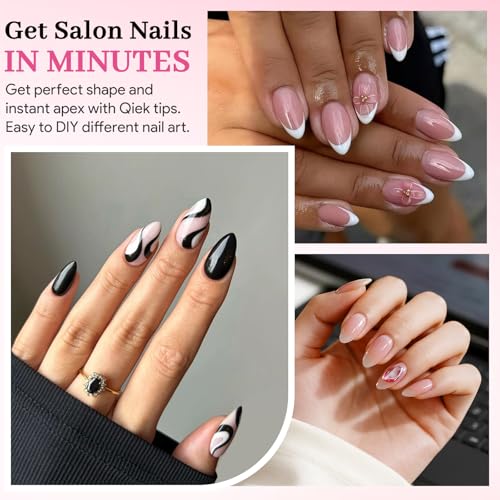 Short Almond Nail Tips - 240 PCS, 15 Sizes, Pre-Matte Clear Press On