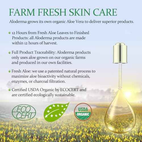 Aloderma Aloe Vera Gel + Tea Tree Oil, Made with Refreshing Organic Aloe for After Sun Skin Care, Multipurpose Use for Hair and Scalp, and Face or as a Shaving Gel or Aftershave - 10.6Oz x 3btls