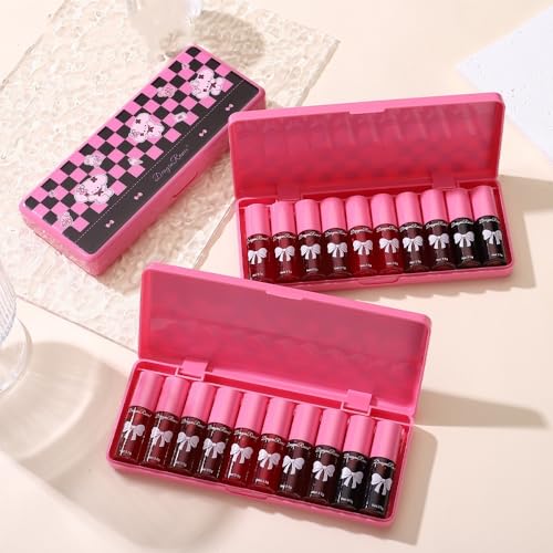 10-Color Liquid Lip & Cheek Tint Set - Long-Lasting Hydrating