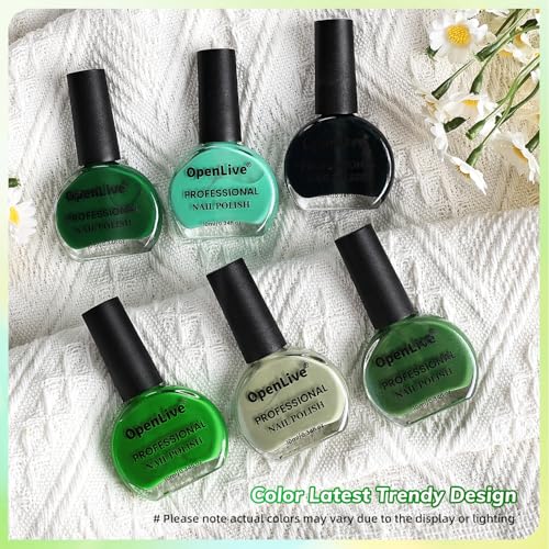 OpenLive Green Nail Polish Set 6-Piece Quick Dry