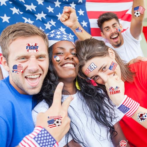 HOWAF USA Soccer Temporary Tattoos - 40Pcs Pre-Cut