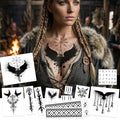 Viking Temporary Tattoos - 14 Sheet Pack with Ravens & Runes