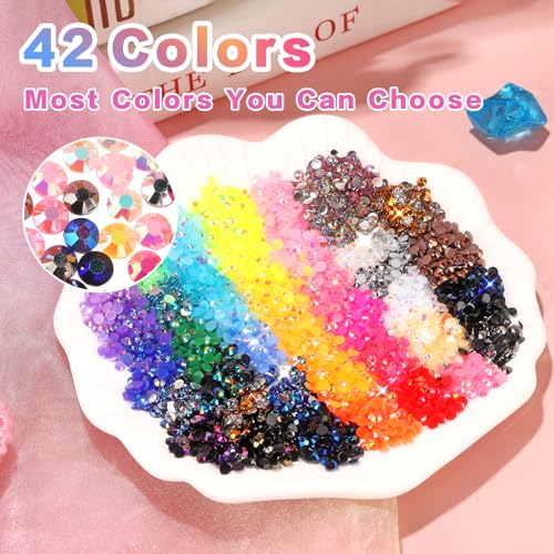 52000 Pcs 3mm Resin Rhinestones, 42 Colors with B7000 Glue & Tools
