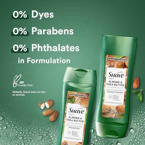 Suave Shampoo and Conditioner Set, Almond & Shea Butter - Moisturizing Shampoo & Conditioner, Dry Hair Treatment, Scented, 12.6 Oz Ea (2 Piece Set)