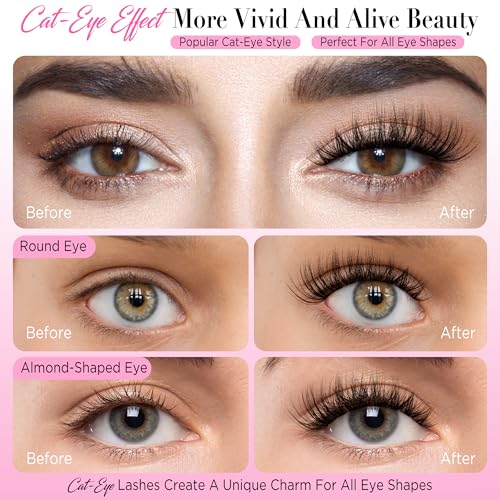 Eyelashes Natural Look False Lashes - Bepholan Fake Eyelashes 5D Super Fluffy False Eyelashes Clear Band Wispy Lashes 3-Pack Faux Mink Lashes(XMZ92)