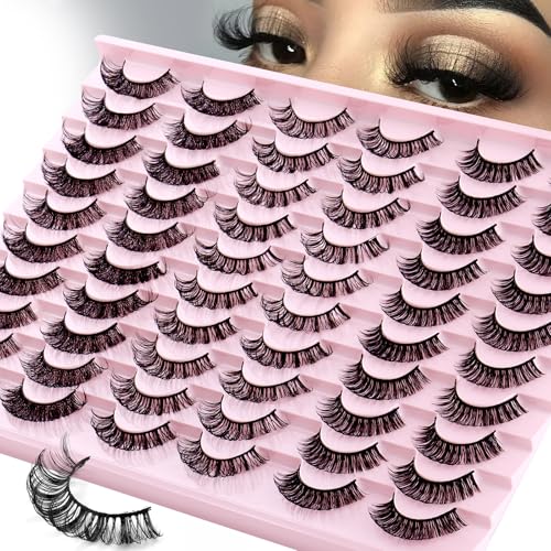 Molliho False Eyelashes - Natural Wispy Lashes, 30 Pairs
