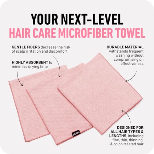 Boldify Pink Microfiber Hair Towel Wrap for Women - Quick Dry & Gentle on Curly Hair