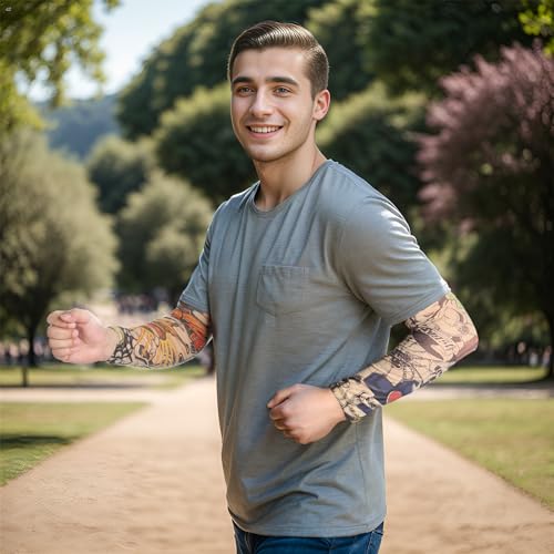 HOVEOX 18Pcs Temporary Tattoo Arm Sleeves for Men