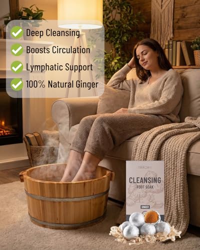 Herbal Cleansing Ginger Foot Soak Balls - 8 Pack for Swollen Feet & Muscle Relief (Variation: Cleansing)