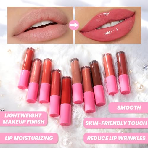 SUAKE 10-Color Lip Gloss Set - High Shine Mirror Finish