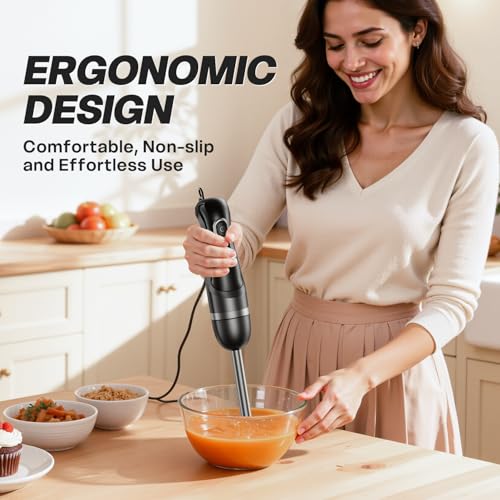 Turelar Immersion Blender Handheld with 2 Speed & Stainless Steel Blades