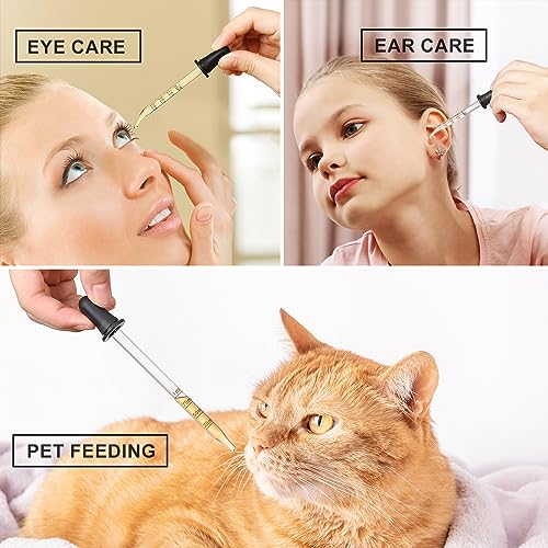 4 Pack Glass Eye Dropper Set - 1ml Measurement, Long & Short, Bent & Straight Tips - Accurate Dose Pipettes for Essential Oils, Ear, Lab & Health Care - Variation: 4PCS-Long & Short