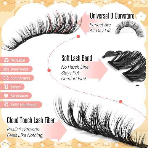 Calphdiar Eyelash Clusters 30D+40D+50D+60D+80D+100D Lash Clusters Wispy Individual Lashes 476PCS D-curly Lash Extension 10-16MM Natural Lashes Clusters DIY Cluster Eyelash Extensions for Beginners