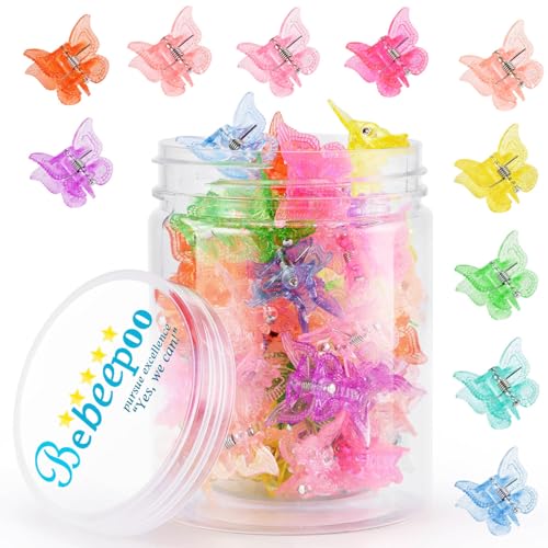 Mini Butterfly Hair Claw Clips, Set of 50 - Sparkly & Durable