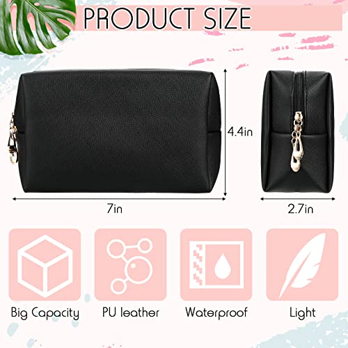 Jexine 9 Pcs Makeup Bag Leather Zipper Cosmetic Bag Preppy Water Resistant Versatile Makeup Pouch Travel Cosmetic Organizer Portable Toiletry Pouch Daily Beauty Storage for Women Girls Gift