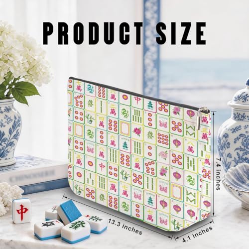 Blue Leaves Multicolor Mahjong Tile Bag Chinoiserie Makeup Bag Case Only