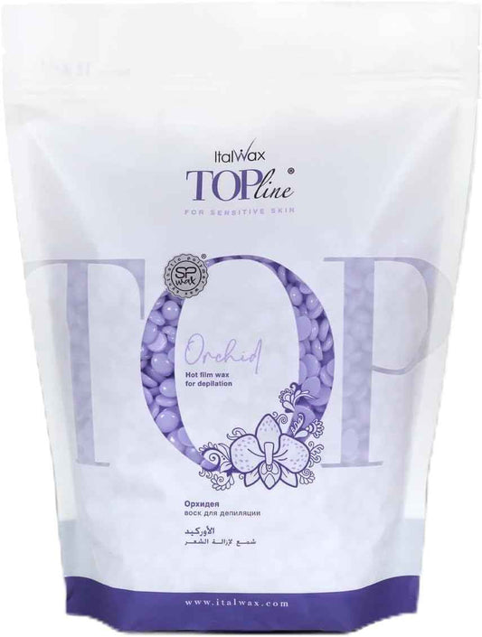 Italwax Top Line Orchid - 750g / 1.65lb - Hard wax beads for hair removal - Orchid fragrance - Synthetic formulation ideal for sensitive skins - Recommended for Bikini Area and Armpits