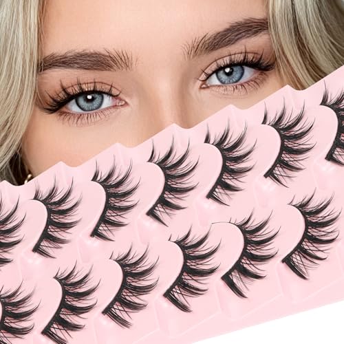 Manga Cat Eye False Eyelashes - 7 Pairs, 9-14mm Spiky Lashes