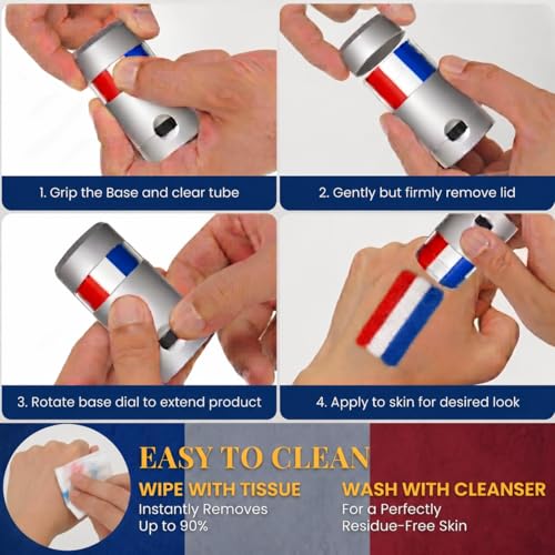 3 Pack Face Paint Stick - Blue, White & Red Sports Makeup