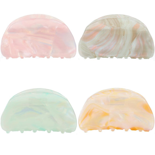 3.1inch Shell Hair Claw Clips with French Design Print, Acrylic Barrettes for Thin Hair - Strong Hold Jaw Clips in 4 Colors for Women & Girls