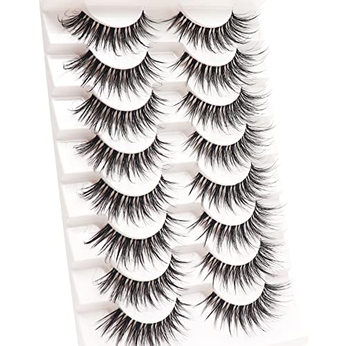 Losha Wispy False Eyelashes Natural Look 8 Pairs Clear Band