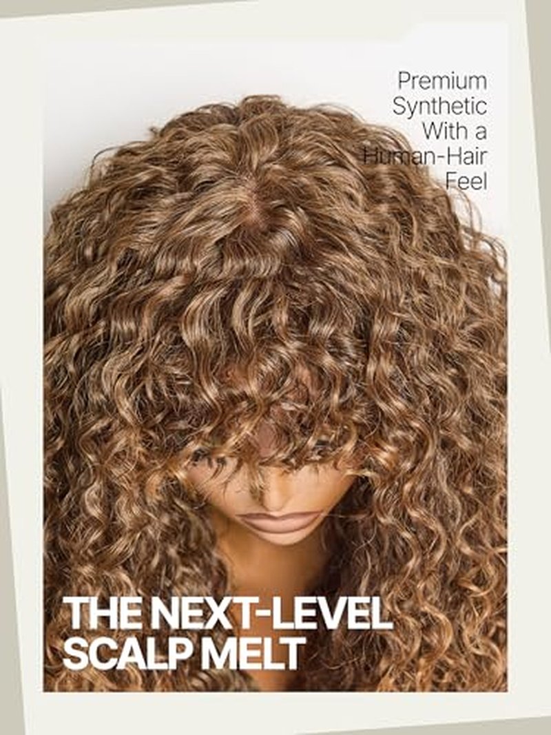 Frodio 20-Inch Curly Wig with Bangs - 200% Density Glueless Brown
