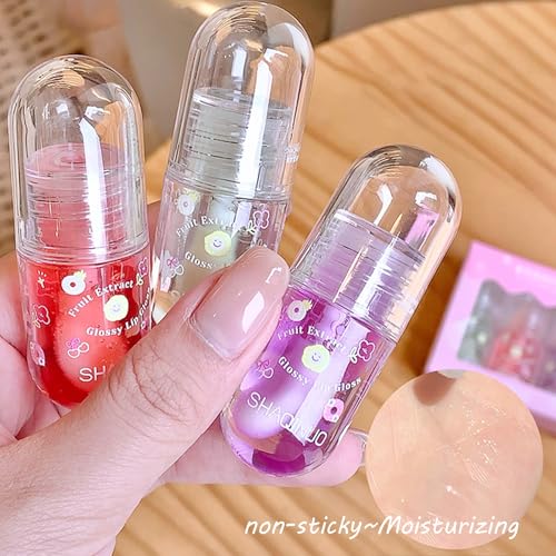 4 Pcs Fruit Flavored Lip Gloss Oil Set – Hydrating Jelly
