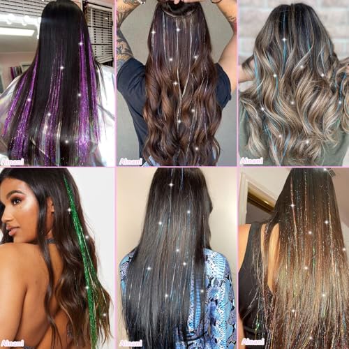 20 Colors Hair Tinsel Kit with Tools - 8000 Strands Heat Resistant Extensions