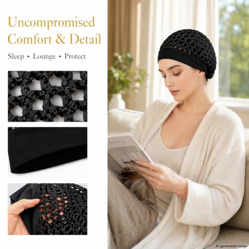 Hair Net for Sleeping Women, 2 Pack Breathable Mesh
