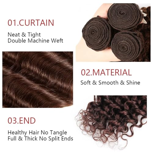 WuvuSnm 150g Dark Brown #4 Deep Wave Human Hair Bundles