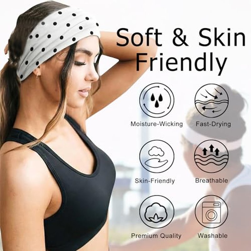 13-Pack Polka Dot Headbands for Women - Soft & Non-Slip