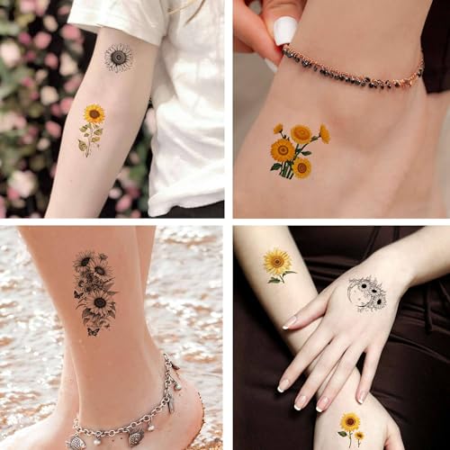Sunflower Temporary Tattoos - 98 Designs for Women & Kids