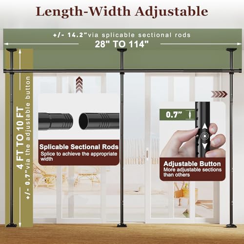 Adjustable Room Divider - No Drill Tension Curtain Rod, 4-10ft