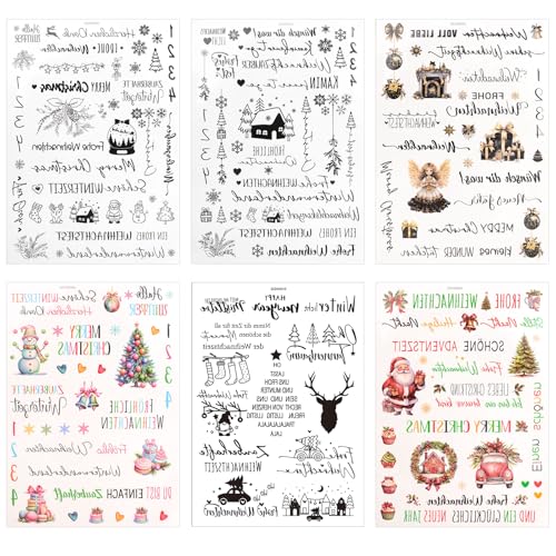 Christmas Candle Stickers, 6 Sheets Water Transfer Decals